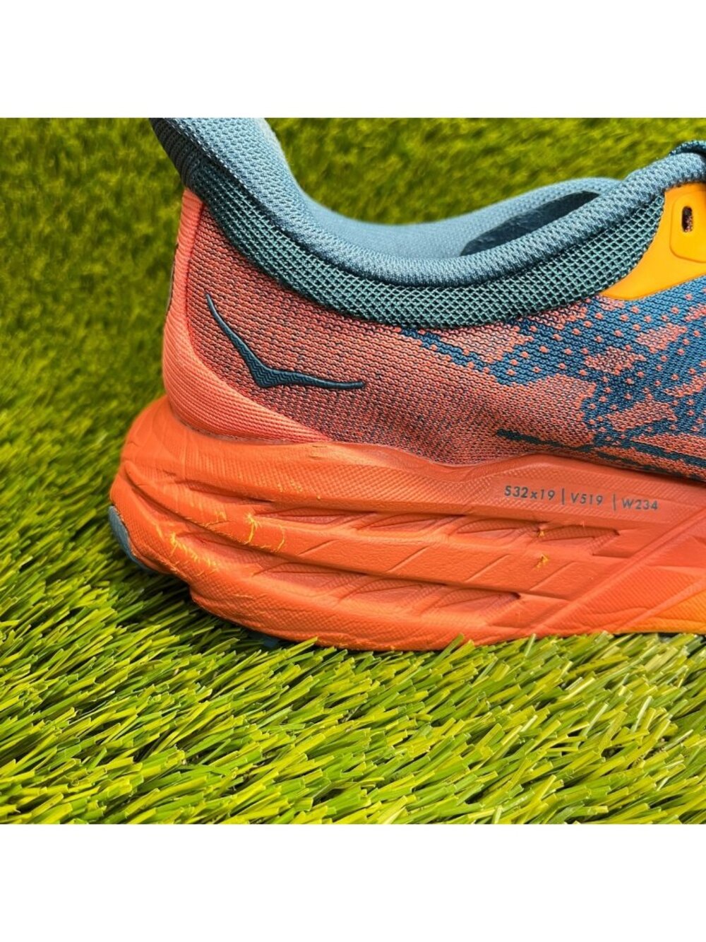 Hoka One One Speedgoat 5 Womens Size 8 Blue Orange Running Walking Shoes Sneaker - Picture 3 of 14